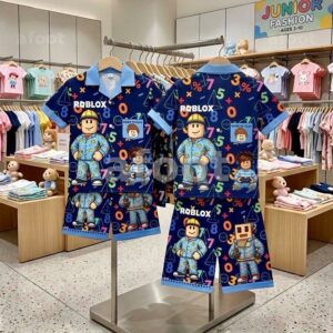 ชุดเซ็ตเด็ก Roblox BORN TO PLAY เสื้อ+กางเกงขาสั้น ไซส์ S-XL (2.5-10 ขวบ)